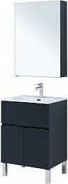Aquanet Мебель для ванной Алвита New 60 1 ящик 2 дверцы антрацит матовая – фотография-3